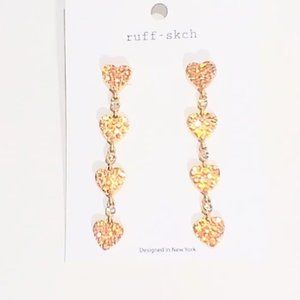 Women's Ruff-Skch Rose Gold, Heart And Diamond, Earrings
